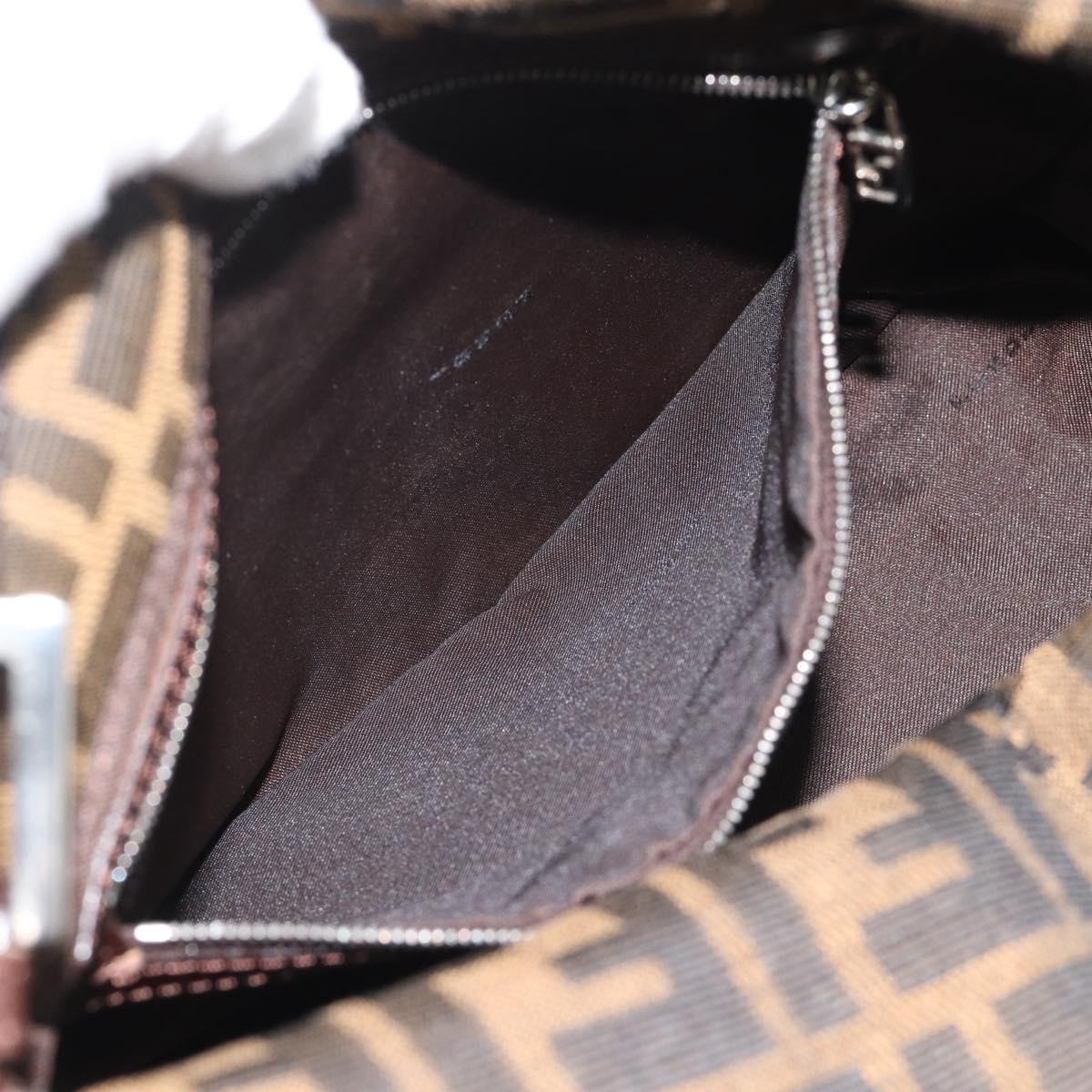 FENDI Zucca Canvas Mamma Baguette Shoulder Bag Brown Black Auth 194653V
