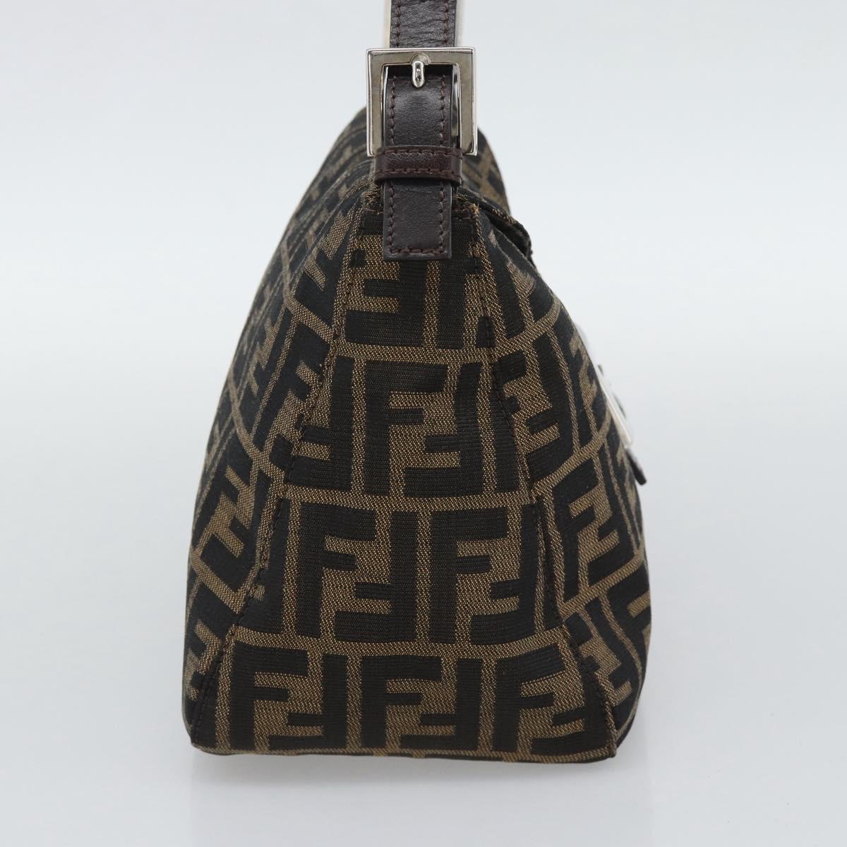 FENDI Zucca Canvas Mamma Baguette Shoulder Bag Brown Black Auth 194653V