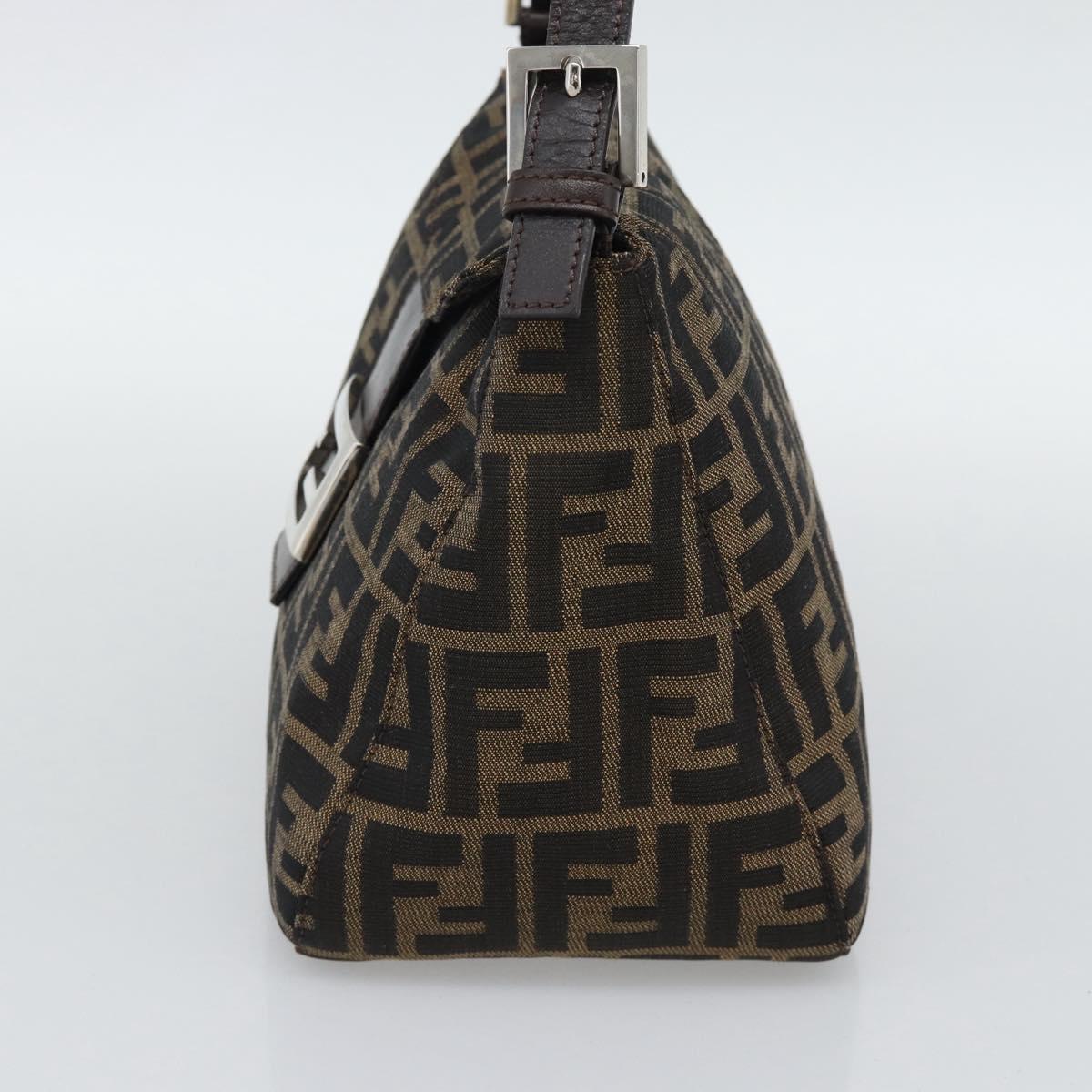 FENDI Zucca Canvas Mamma Baguette Shoulder Bag Brown Black Auth 194653V