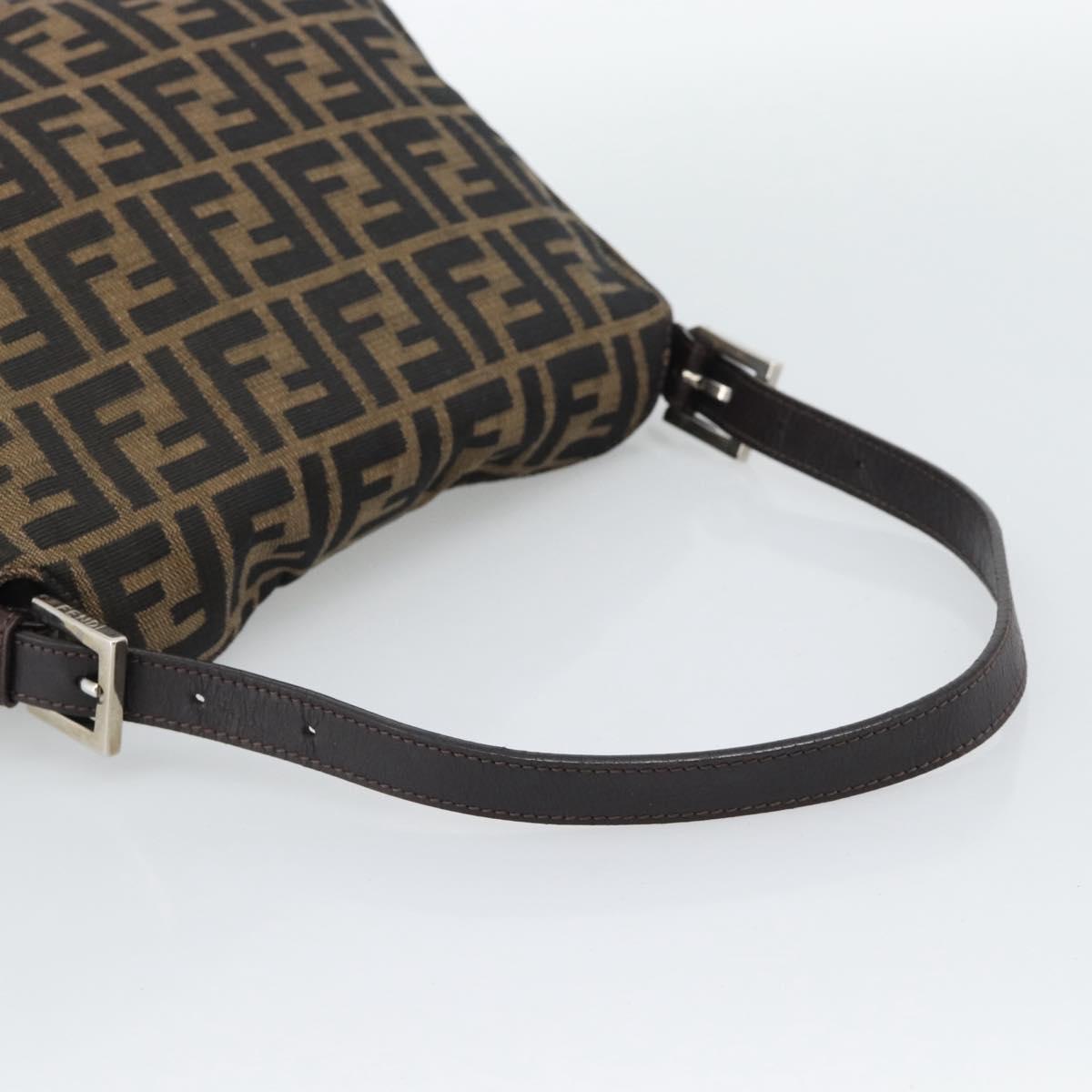 FENDI Zucca Canvas Mamma Baguette Shoulder Bag Brown Black Auth 194653V