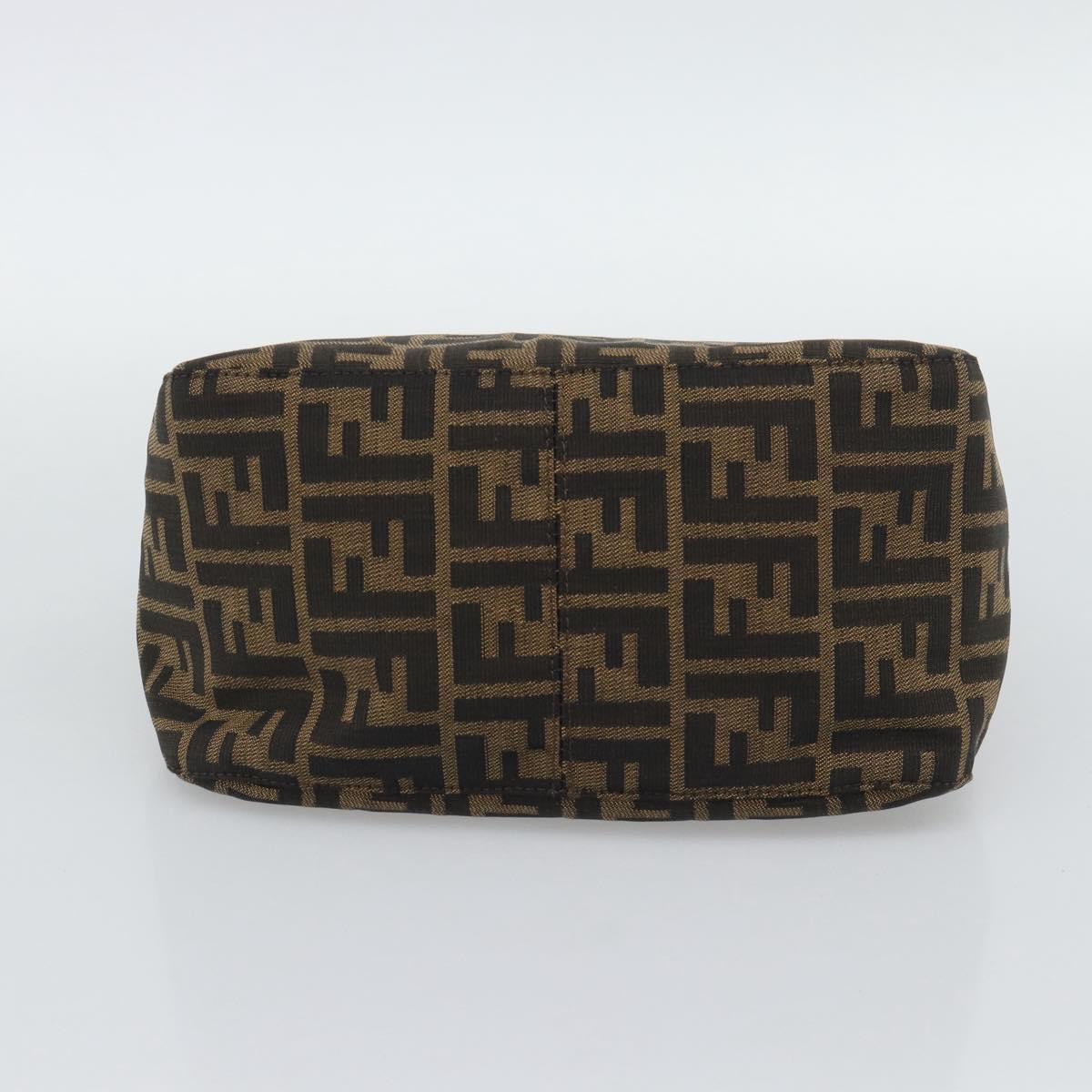 FENDI Zucca Canvas Mamma Baguette Shoulder Bag Brown Black Auth 194653V