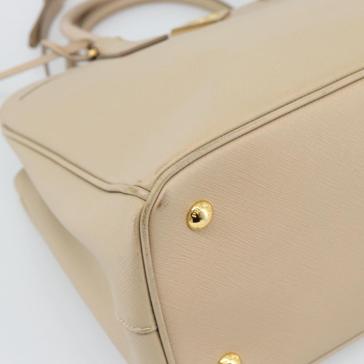 PRADA Galleria Hand Bag Safiano 2way Beige Gold Auth 194655A