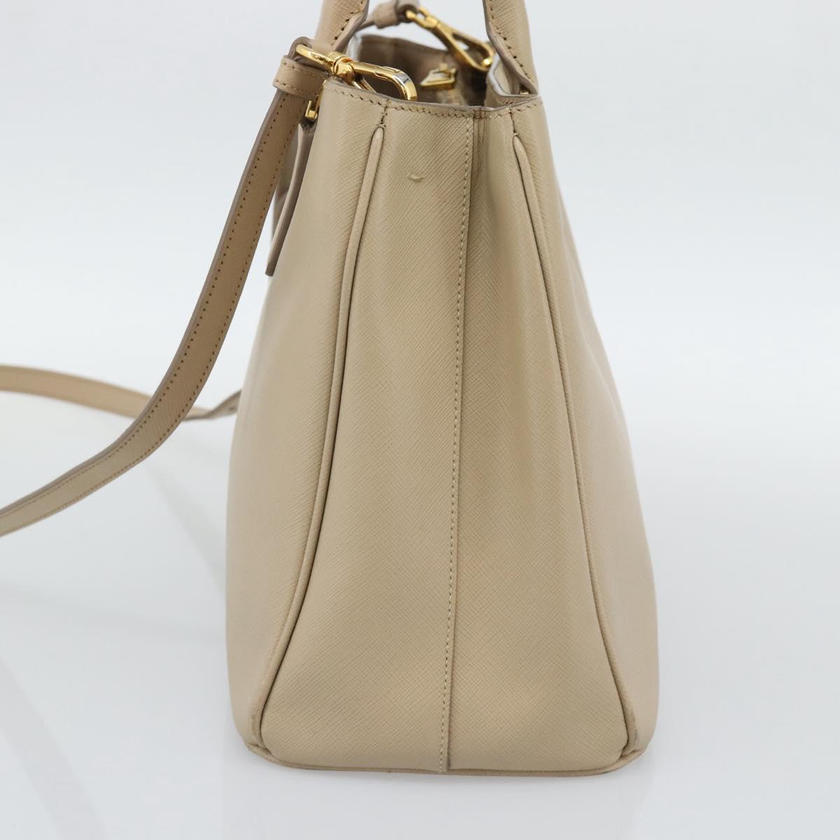 PRADA Galleria Hand Bag Safiano 2way Beige Gold Auth 194655A