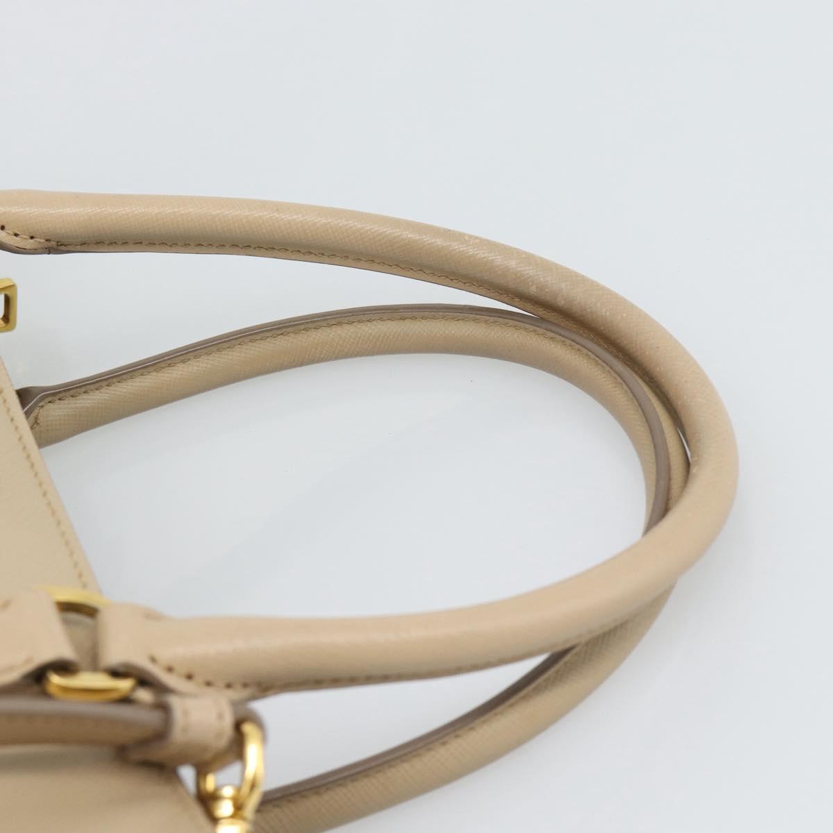 PRADA Galleria Hand Bag Safiano 2way Beige Gold Auth 194655A