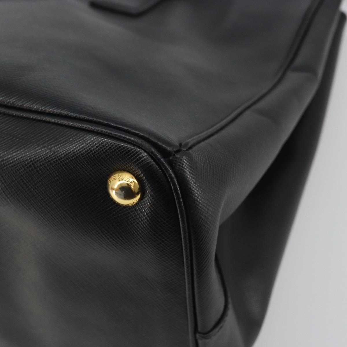 PRADA Galleria Hand Bag Saffiano leather Black Gold Auth 194656V