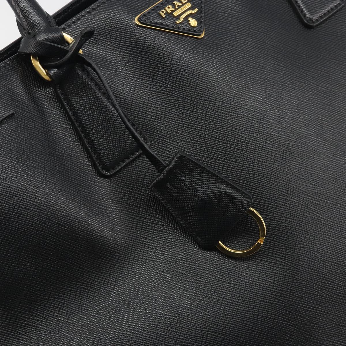 PRADA Galleria Hand Bag Saffiano leather Black Gold Auth 194656V