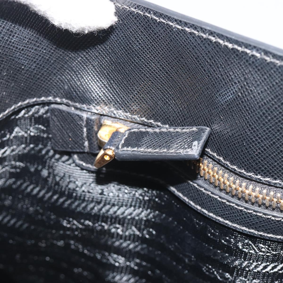 PRADA Galleria Hand Bag Saffiano leather Black Gold Auth 194656V