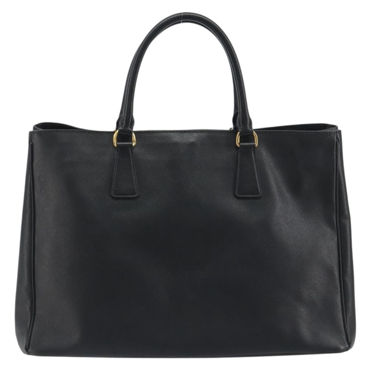 PRADA Galleria Hand Bag Saffiano leather Black Gold Auth 194656V