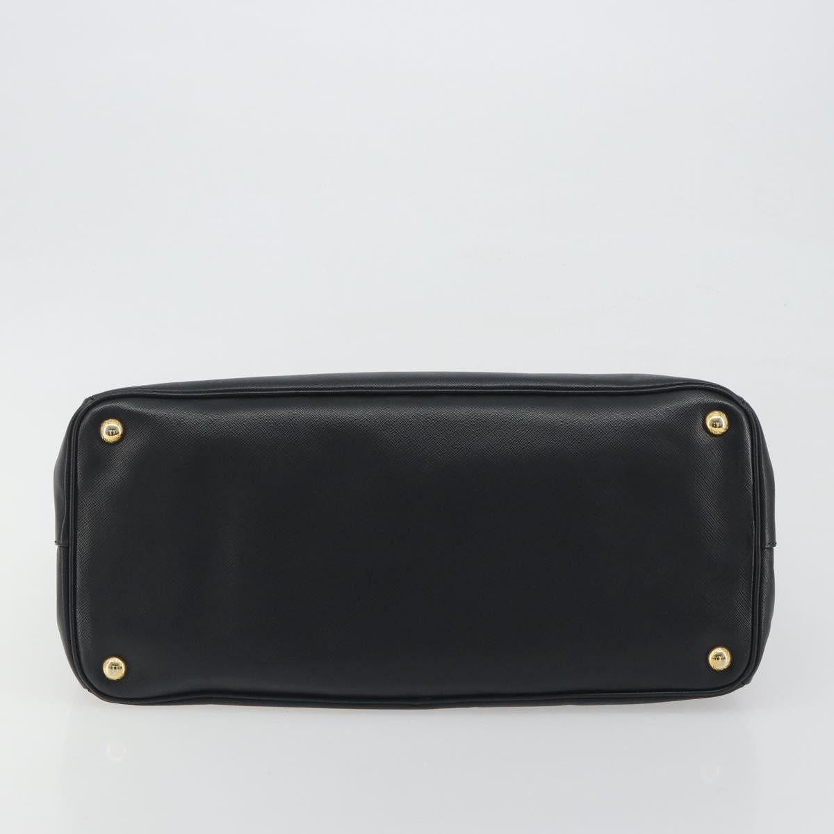 PRADA Galleria Hand Bag Saffiano leather Black Gold Auth 194656V