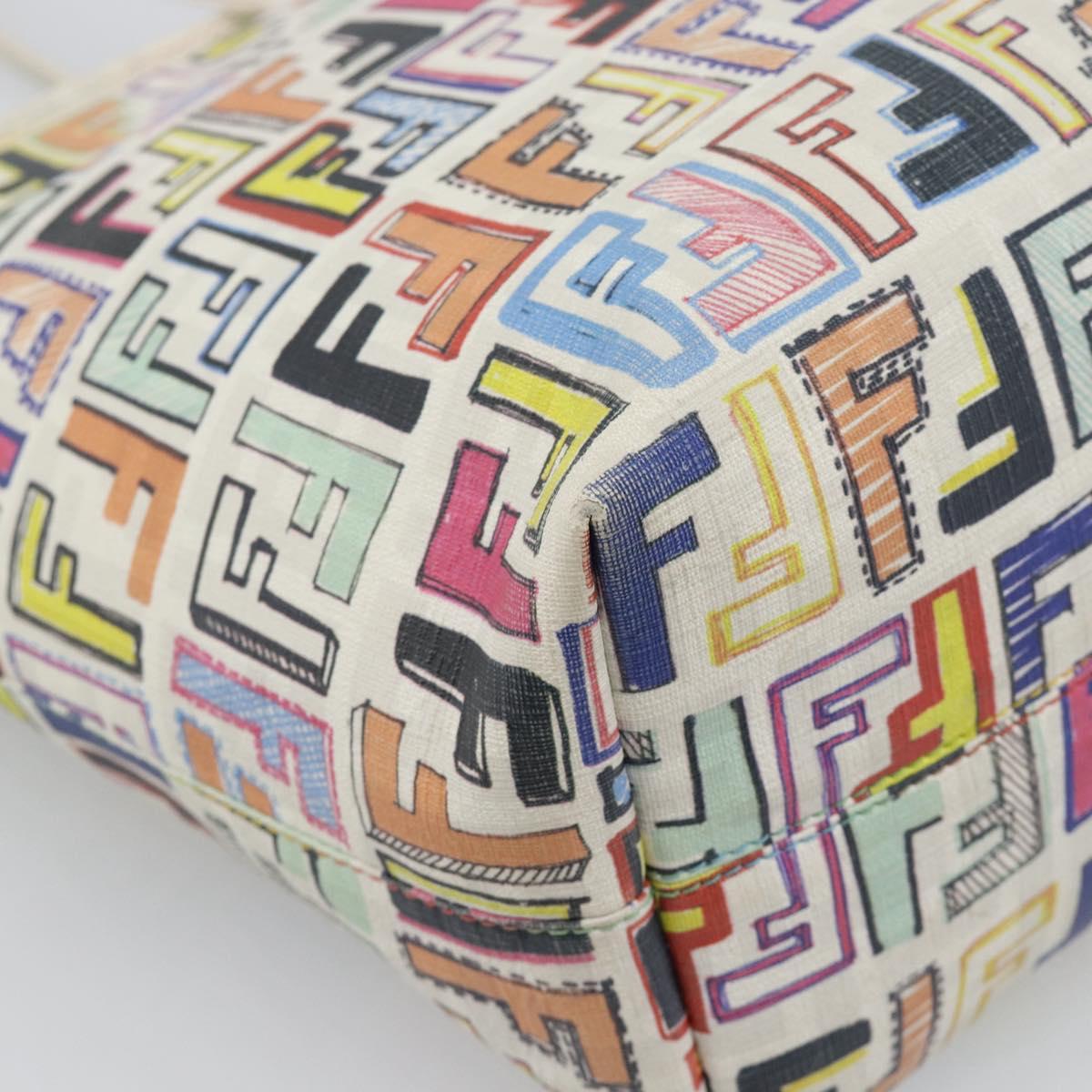 FENDI Zucca Canvas Tote Bag PVC Multicolor Gold Auth 194657V