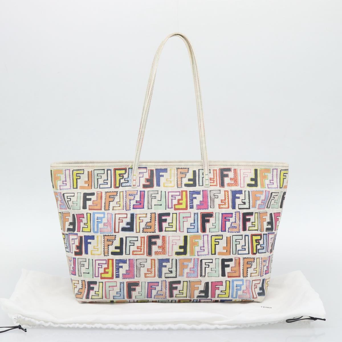 FENDI Zucca Canvas Tote Bag PVC Multicolor Gold Auth 194657V