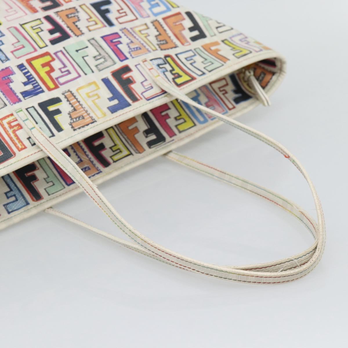 FENDI Zucca Canvas Tote Bag PVC Multicolor Gold Auth 194657V