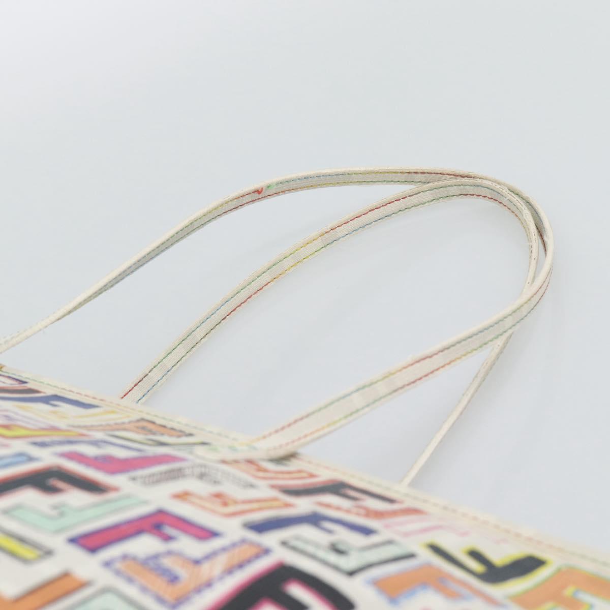 FENDI Zucca Canvas Tote Bag PVC Multicolor Gold Auth 194657V