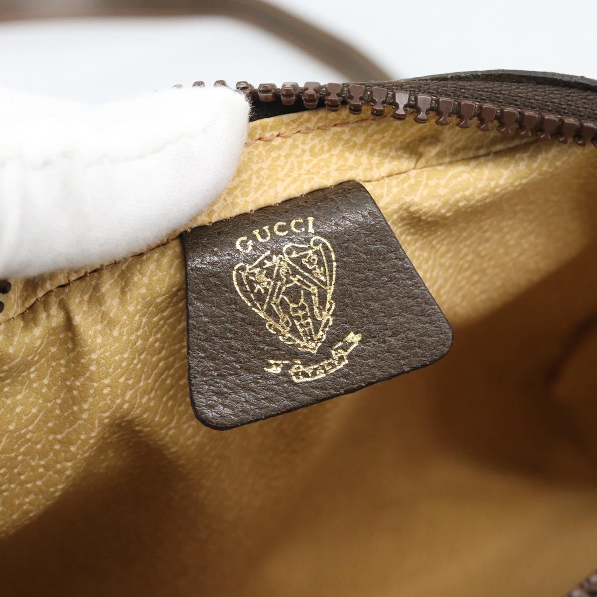 GUCCI GG Supreme Web Sherry Line Shoulder Bag PVC Beige Gold Auth 194659A