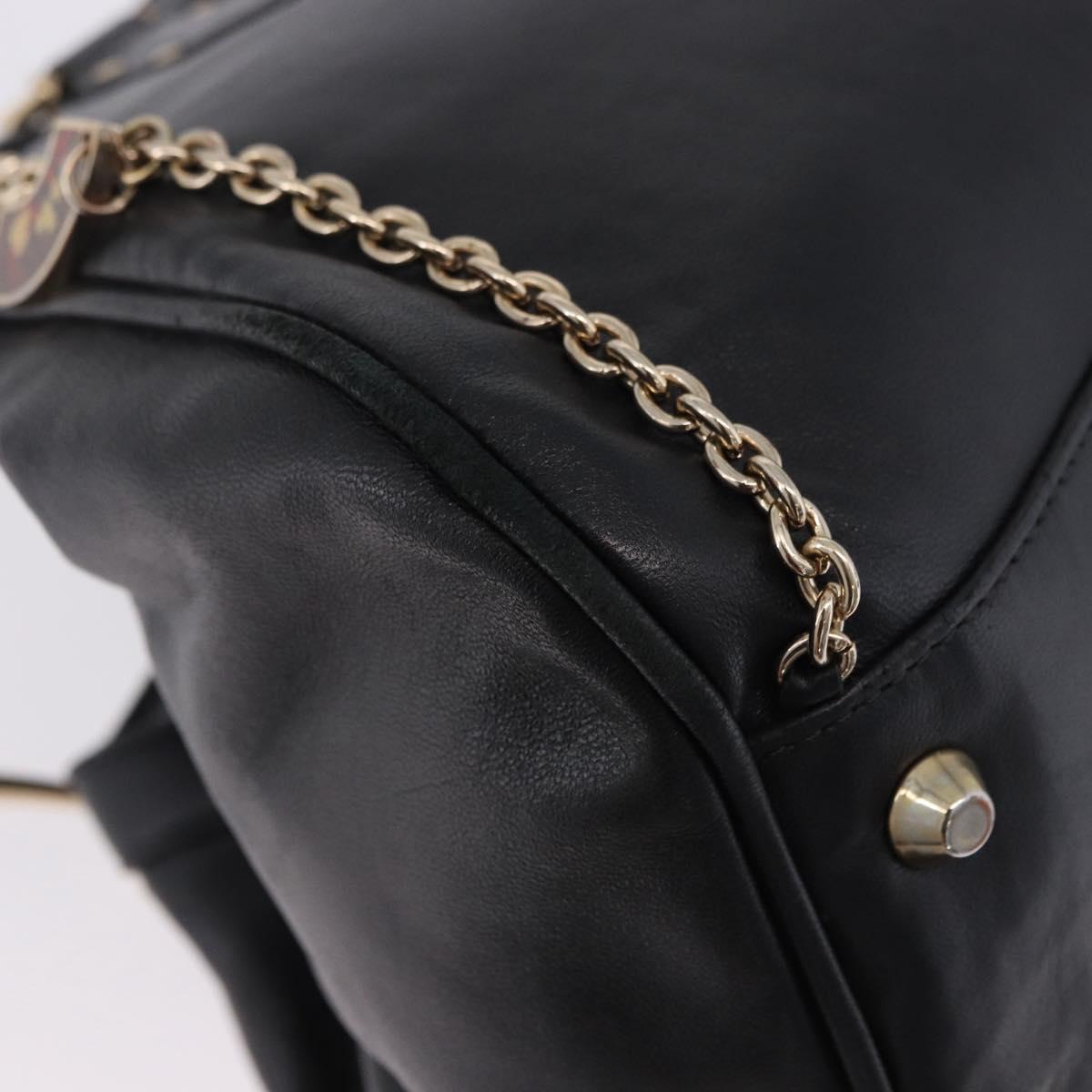 VERSACE Chain Shoulder Bag Leather H&M Collaboration Black Gold Auth 194660A