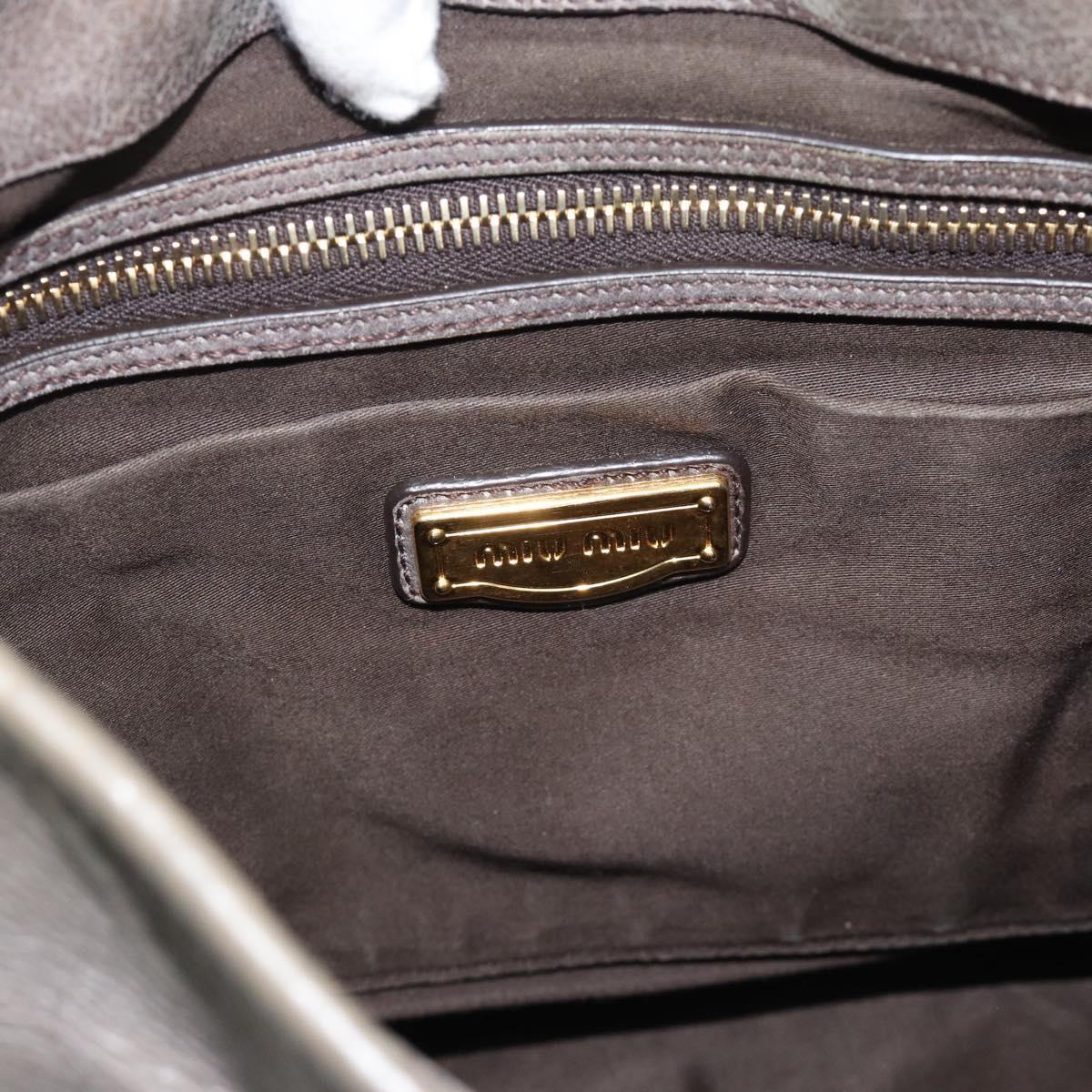 Miu Miu Matelasse Shoulder Bag Leather Gray Gold Auth 194661A