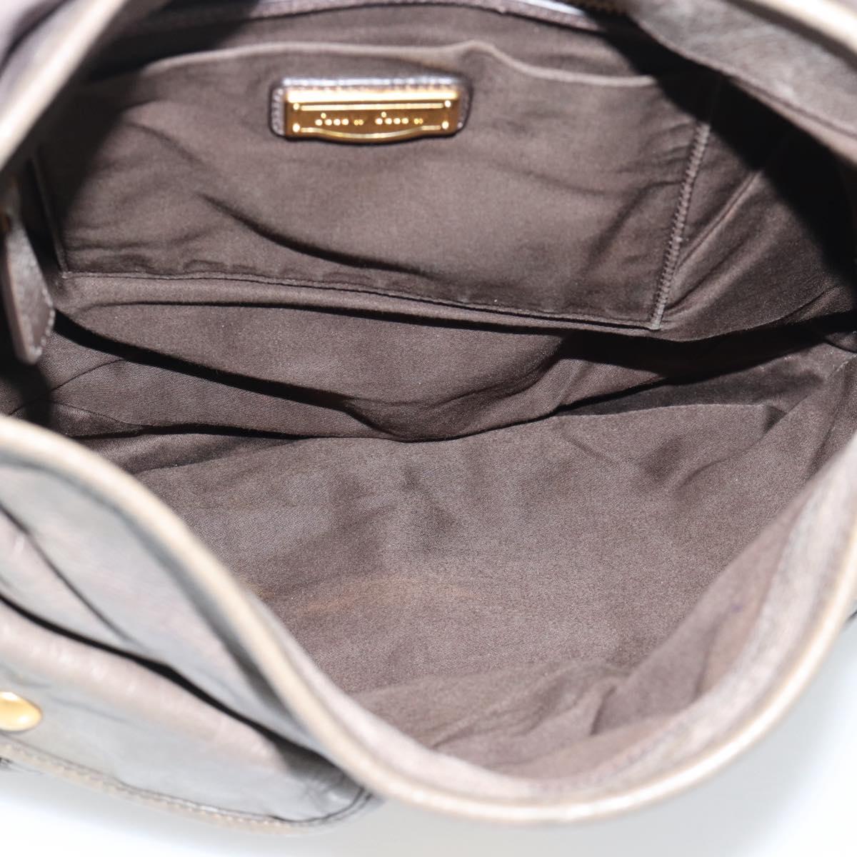 Miu Miu Matelasse Shoulder Bag Leather Gray Gold Auth 194661A