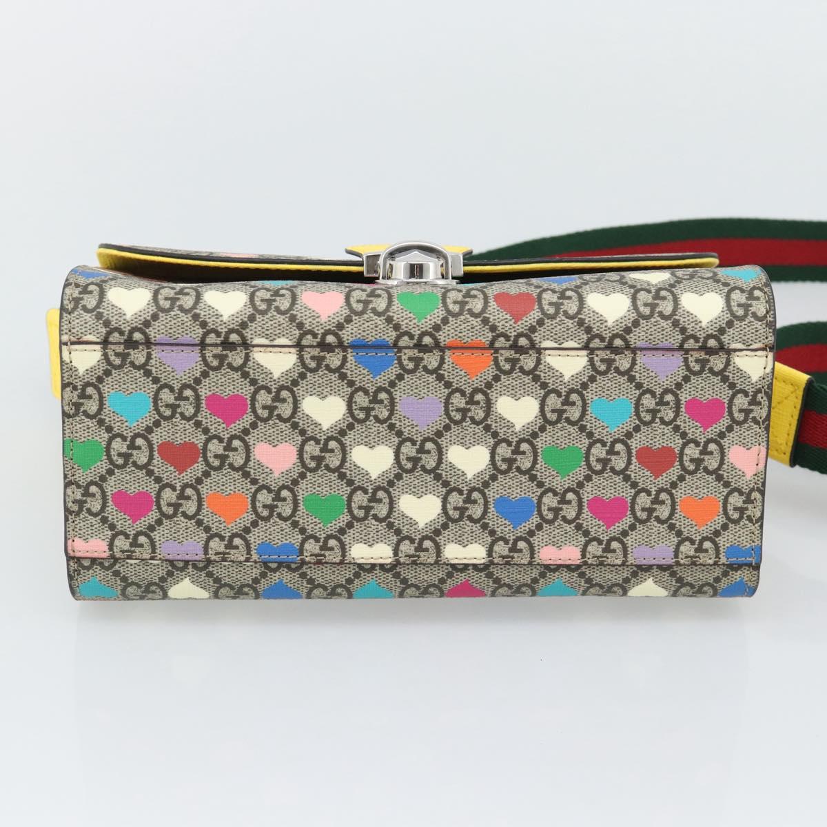 GUCCI GG Supreme Shoulder Bag PVC 2way Beige Silver 525515 Auth 194662M