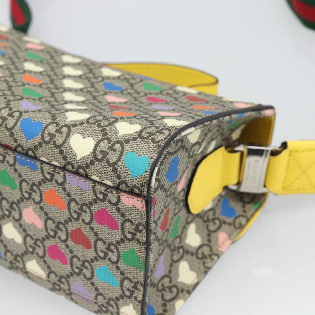 GUCCI GG Supreme Shoulder Bag PVC 2way Beige Silver 525515 Auth 194662M