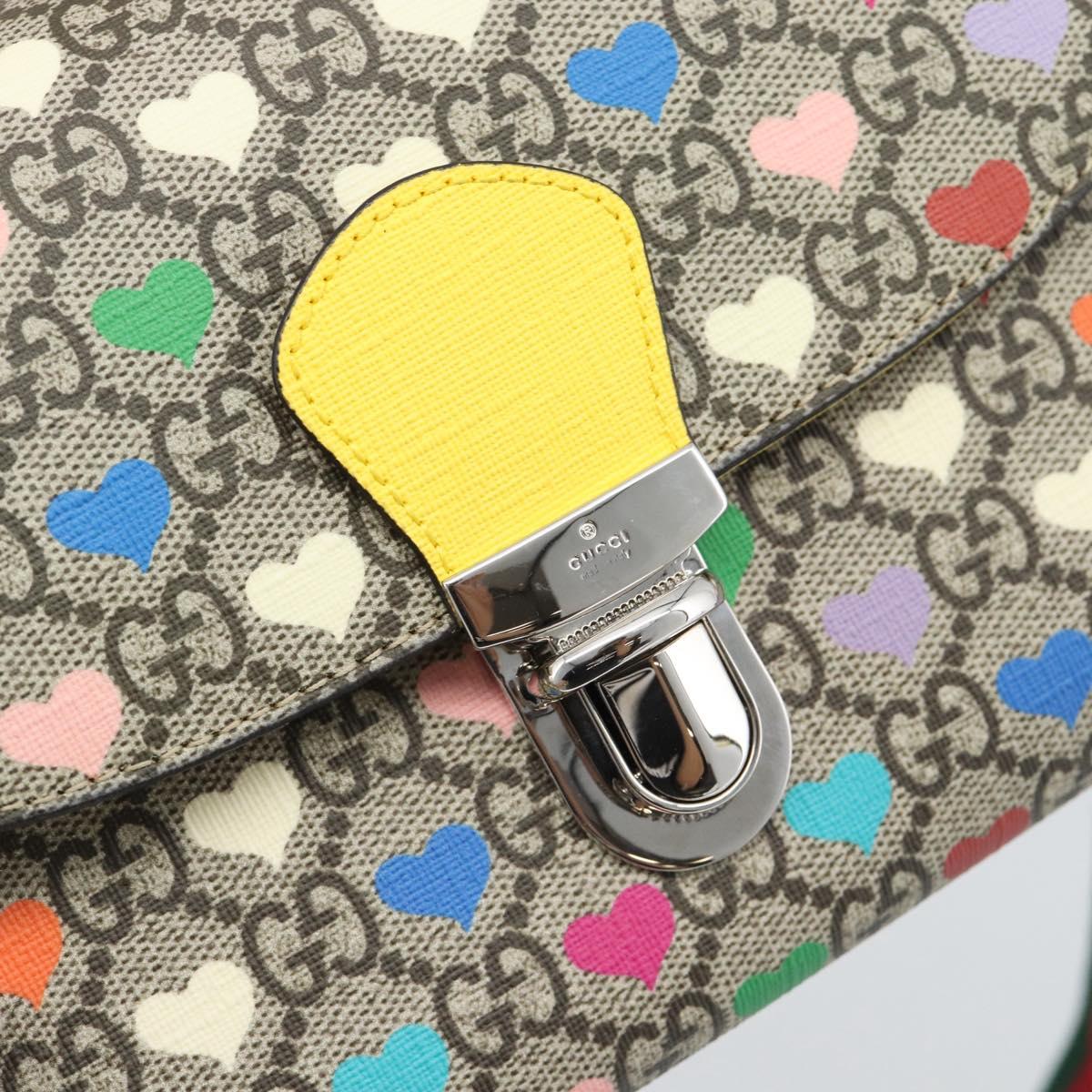 GUCCI GG Supreme Shoulder Bag PVC 2way Beige Silver 525515 Auth 194662M