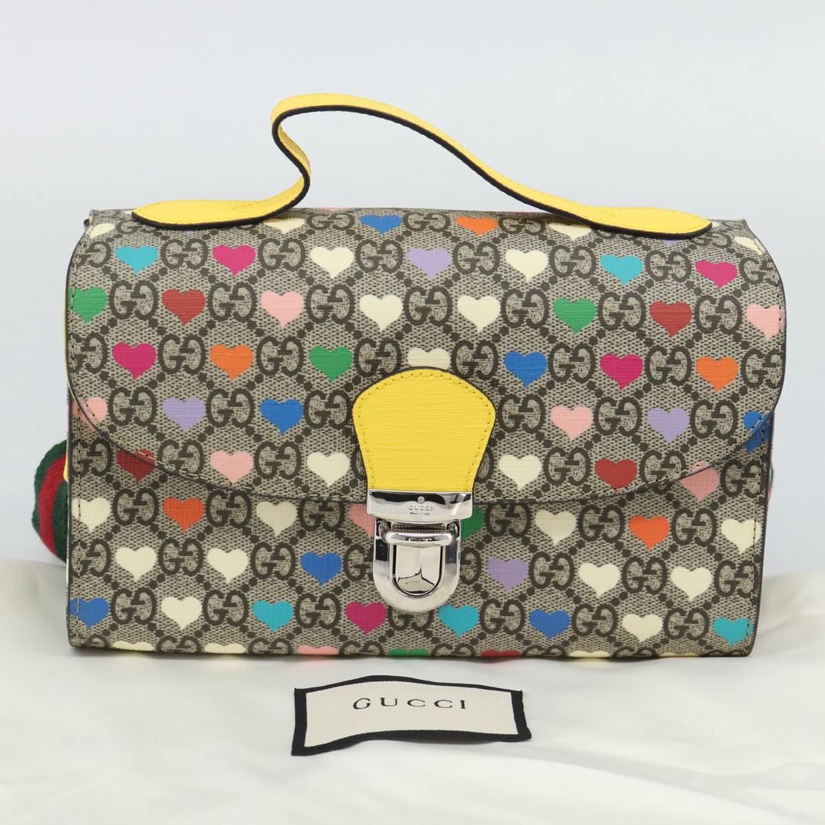 GUCCI GG Supreme Shoulder Bag PVC 2way Beige Silver 525515 Auth 194662M
