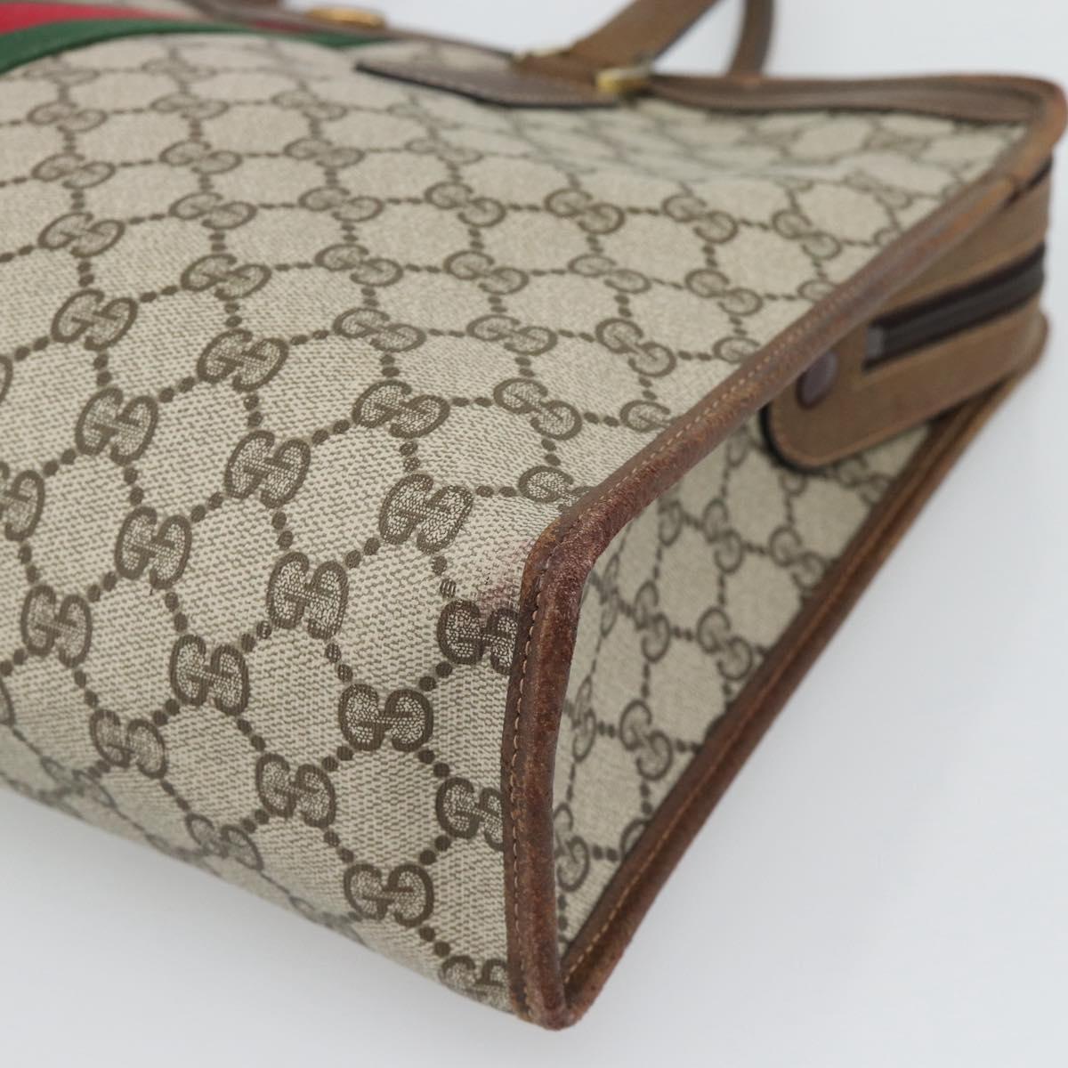 GUCCI GG Supreme Web Sherry Line Hand Bag PVC Beige Gold 002 4083 39 Auth 194663