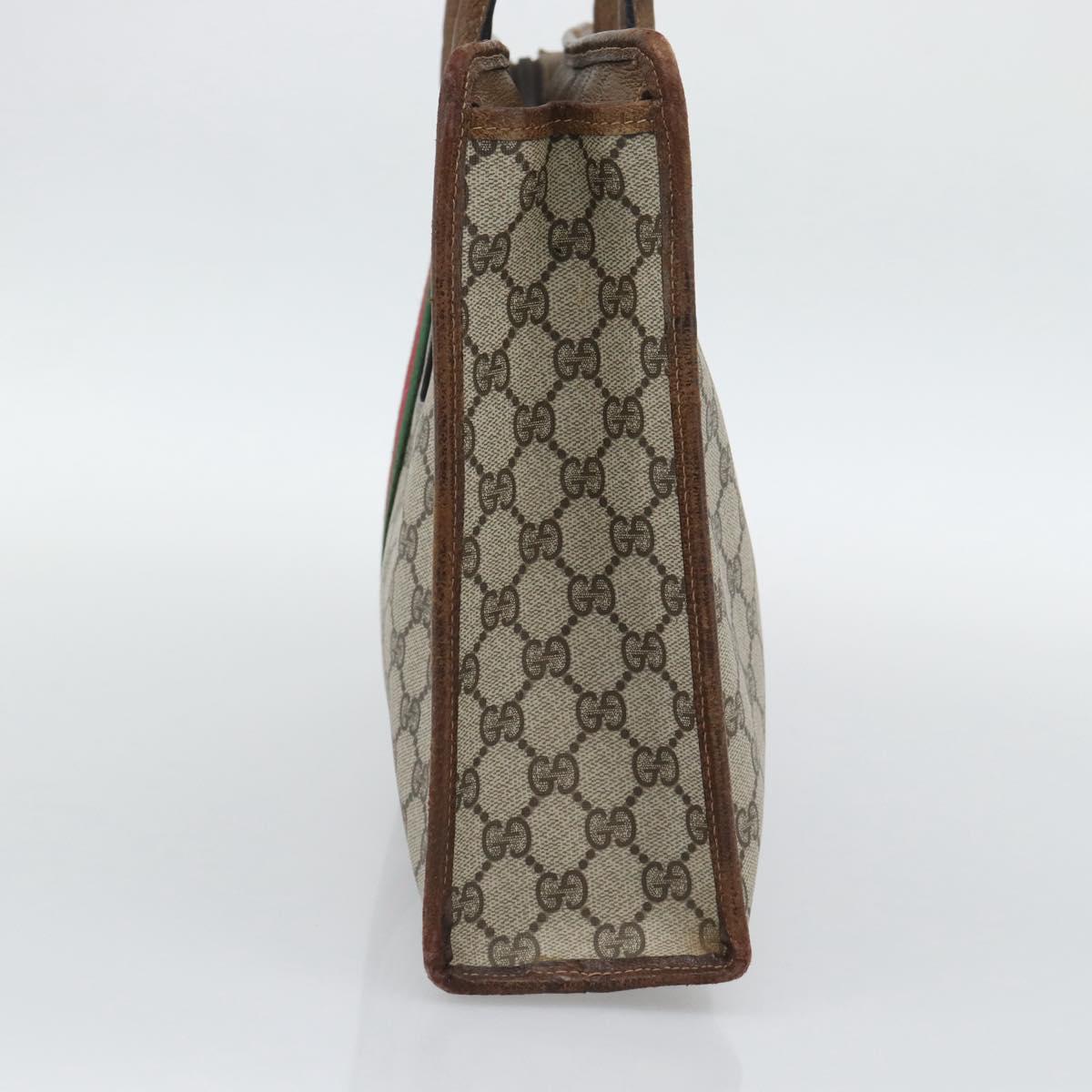 GUCCI GG Supreme Web Sherry Line Hand Bag PVC Beige Gold 002 4083 39 Auth 194663