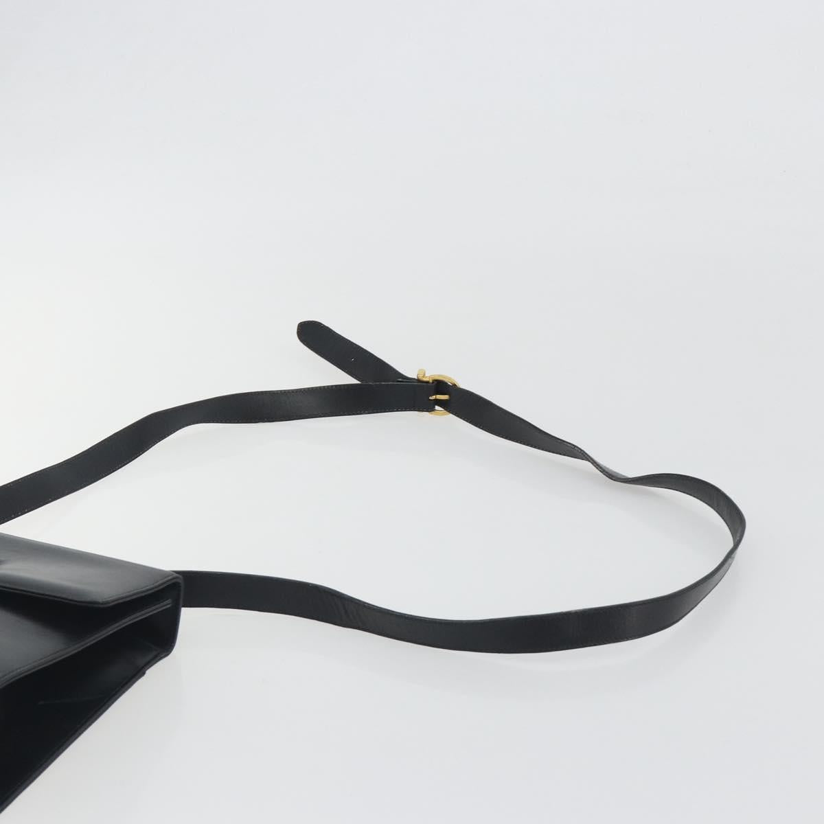 Salvatore Ferragamo Gancini Shoulder Bag Leather Black Gold Auth 194666