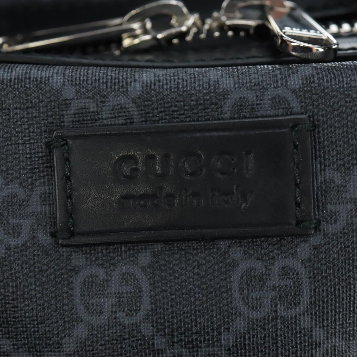 GUCCI GG Supreme Boston Bag PVC 2way Black Silver 474131 Auth 194667M