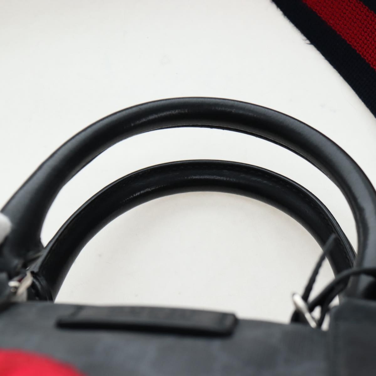 GUCCI GG Supreme Boston Bag PVC 2way Black Silver 474131 Auth 194667M