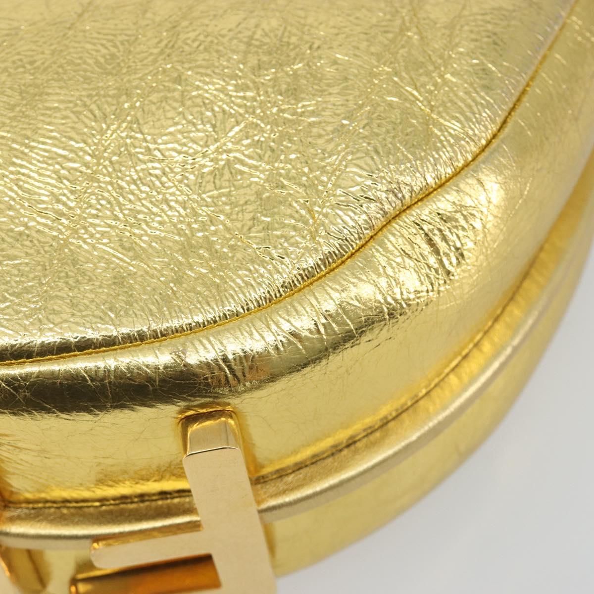 FENDI Shoulder Bag Leather Gold Auth 194668SAV