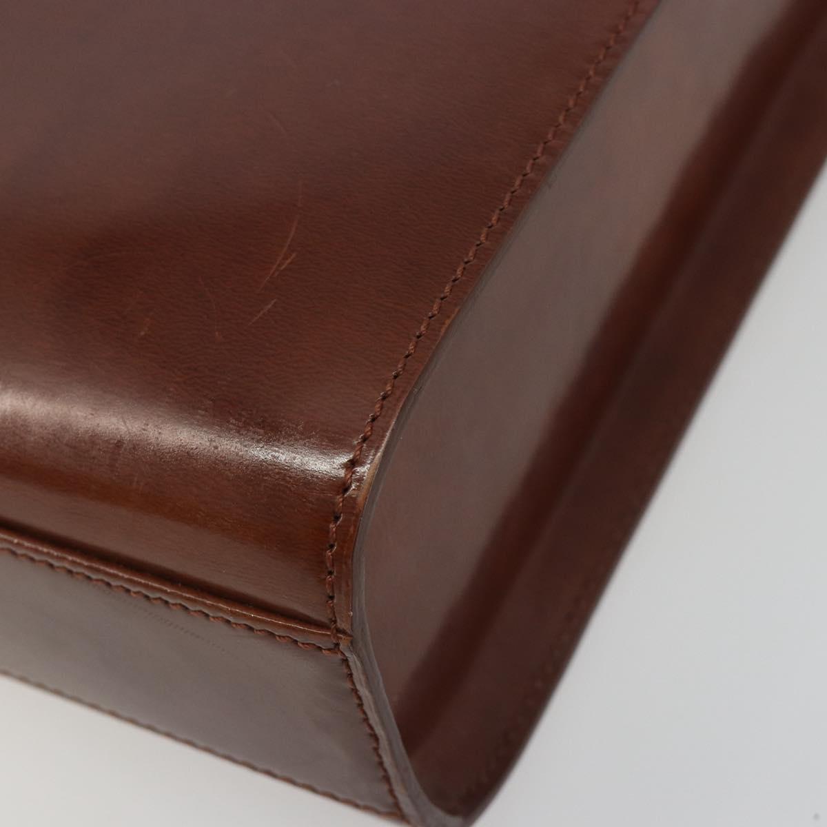CARTIER PANTHERE Hand Bag Patent leather Brown Silver Auth 194669