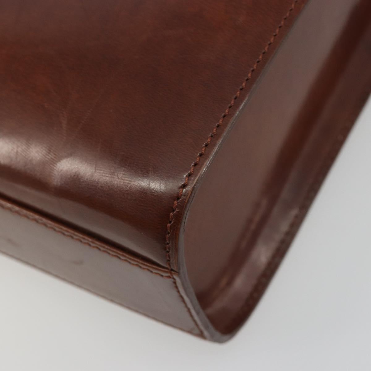 CARTIER PANTHERE Hand Bag Patent leather Brown Silver Auth 194669