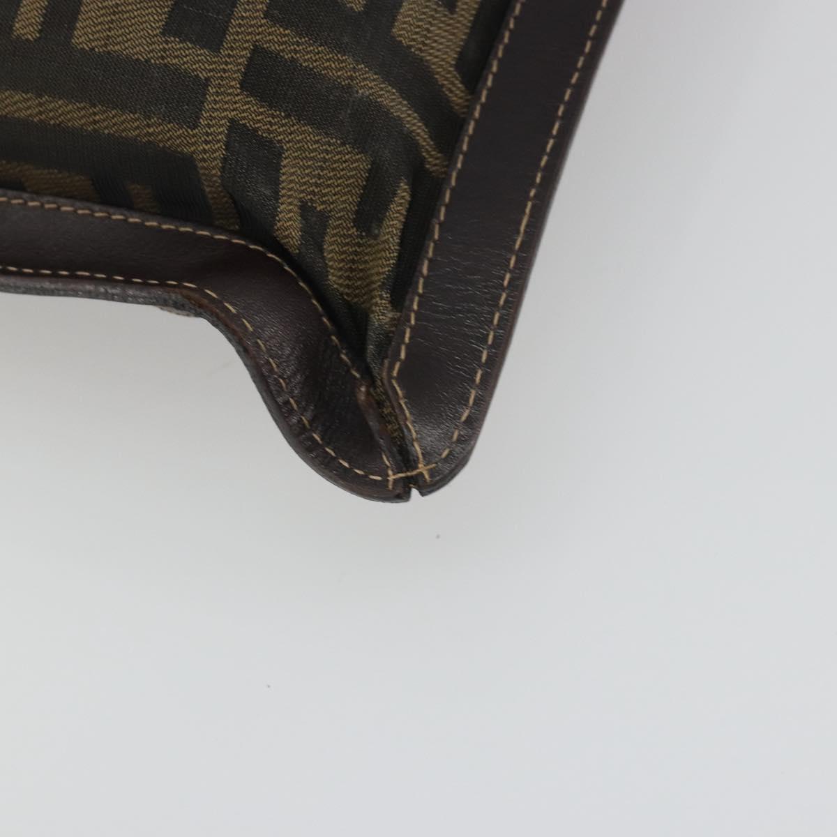 FENDI Zucca Canvas Clutch Bag Black Brown Auth 194673