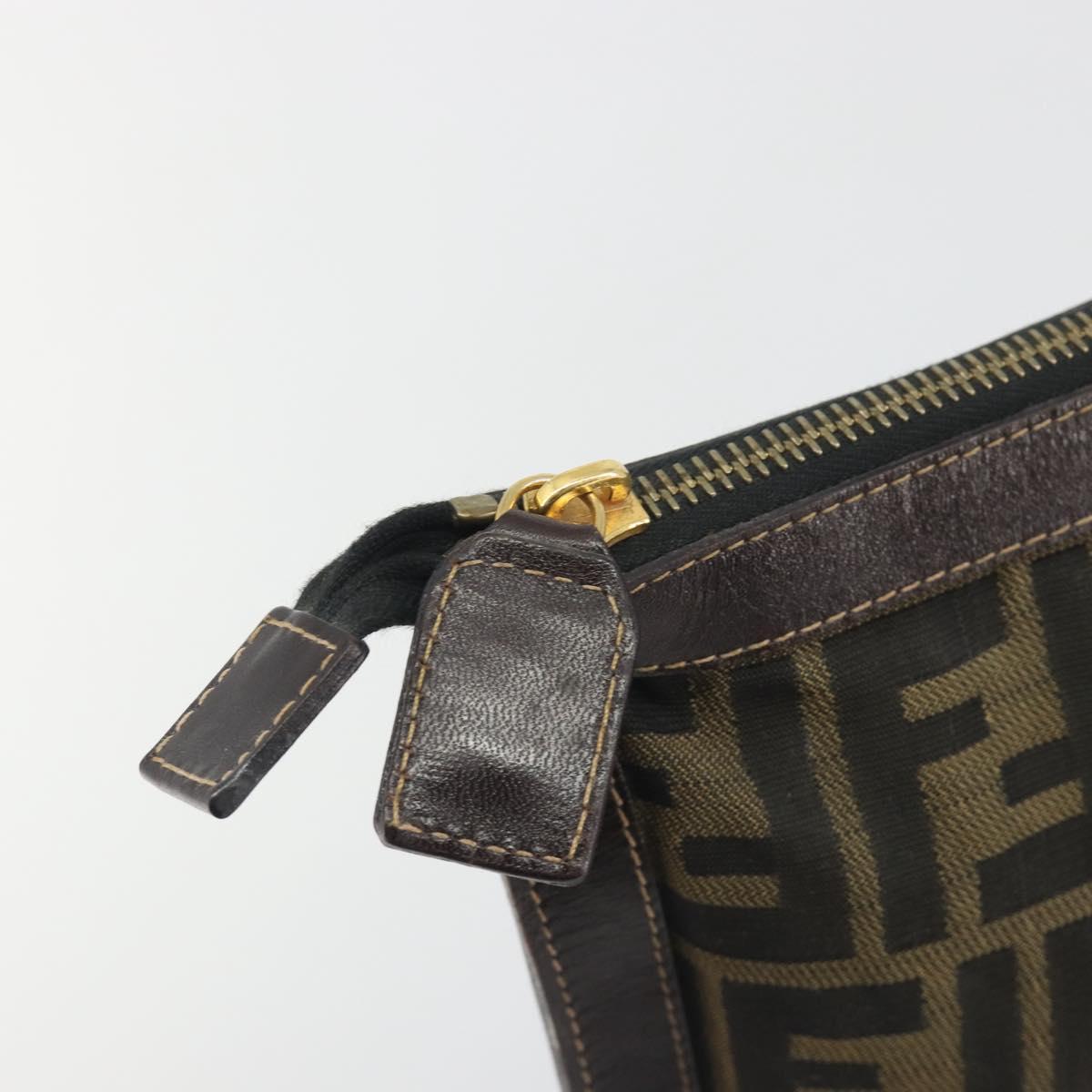 FENDI Zucca Canvas Clutch Bag Black Brown Auth 194673