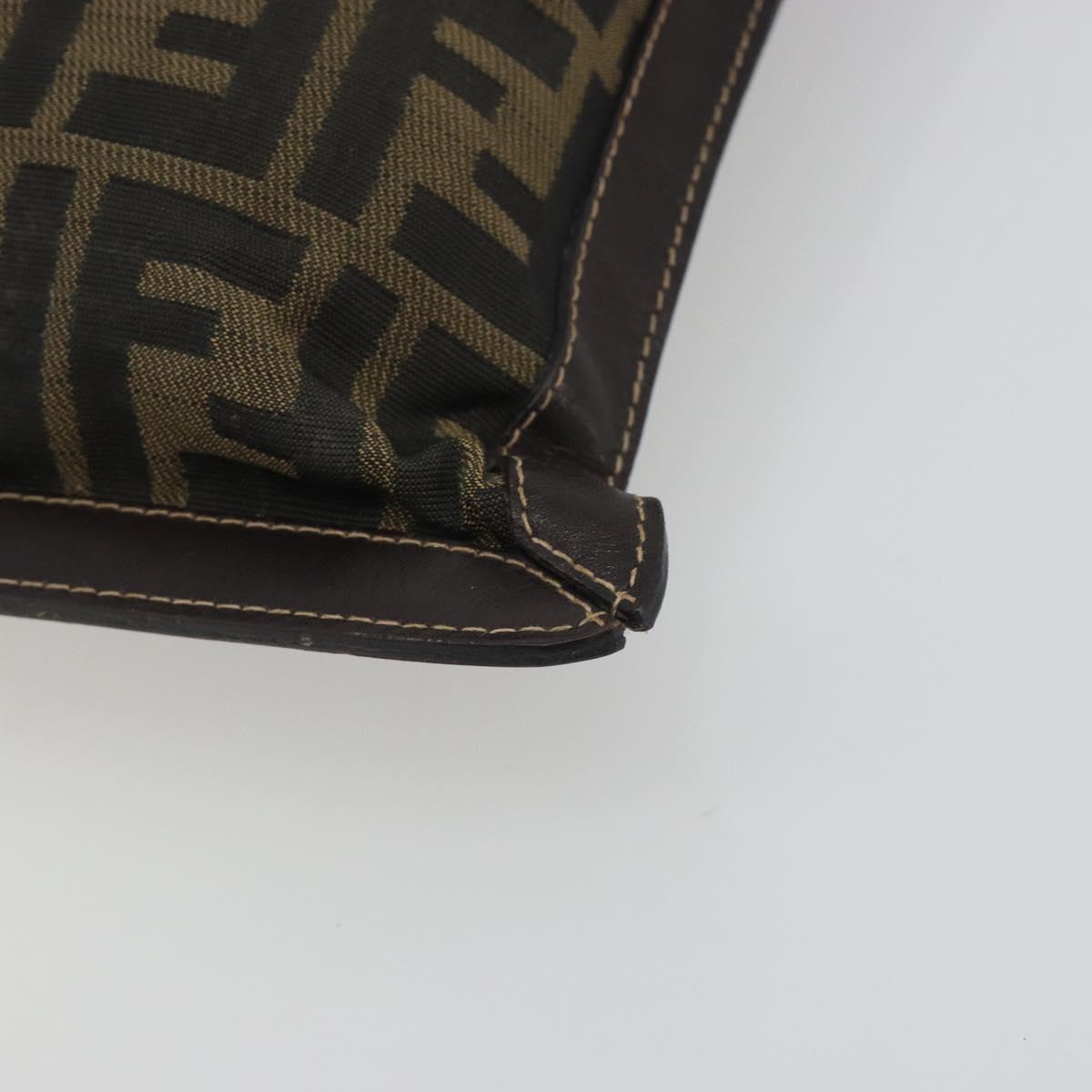 FENDI Zucca Canvas Clutch Bag Black Brown Auth 194673