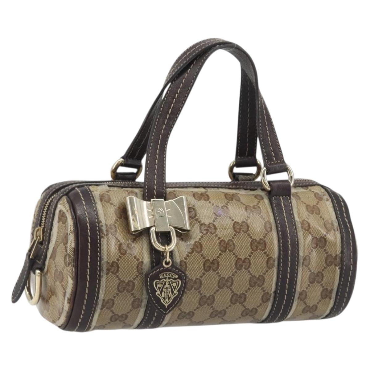 GUCCI GG Crystal Duchessa Boston Bag Coated Canvas Beige Gold 181485 Auth 194676