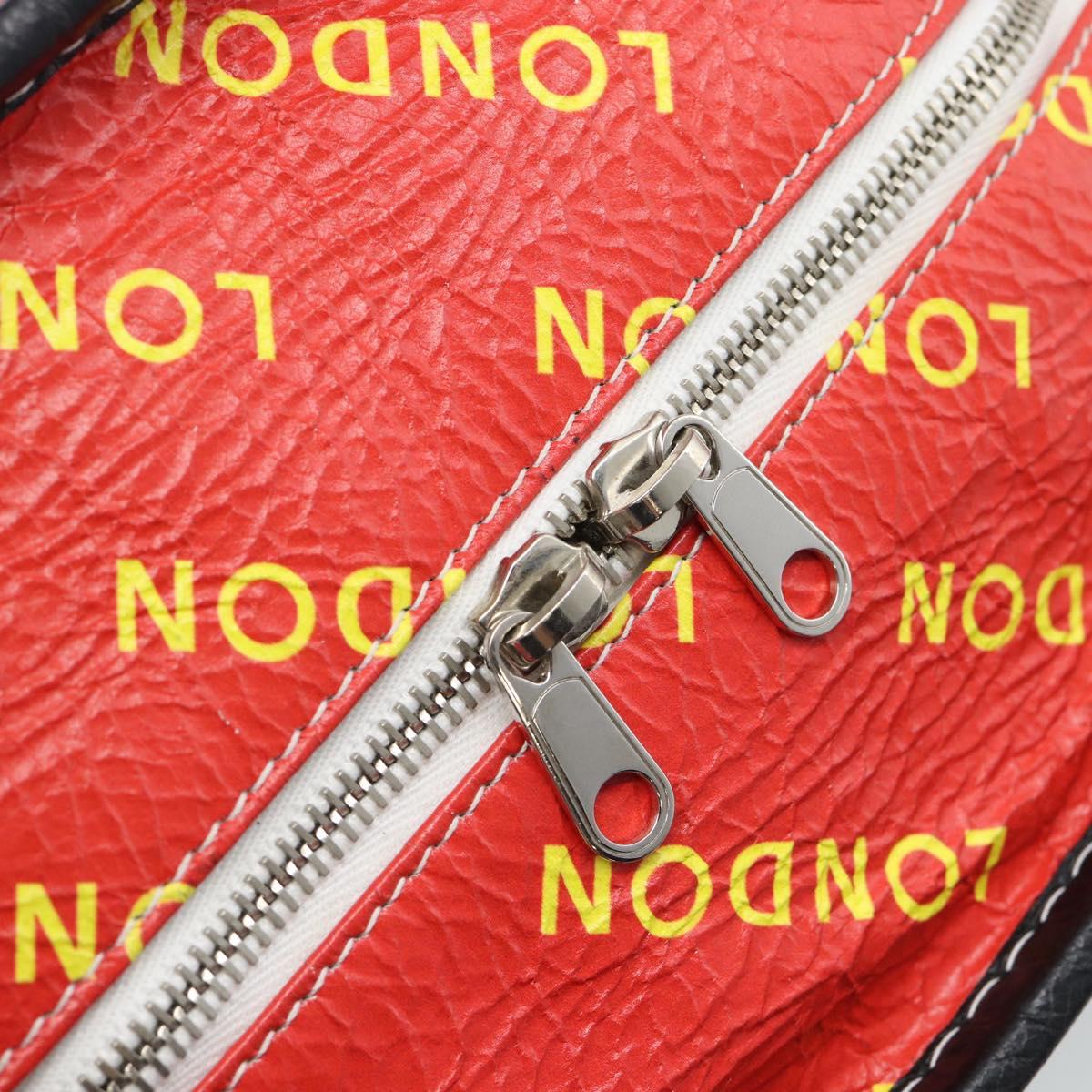 BALENCIAGA Bazaar Shopper Hand Bag Leather 2way Red Silver 443096 Auth 194679SAM