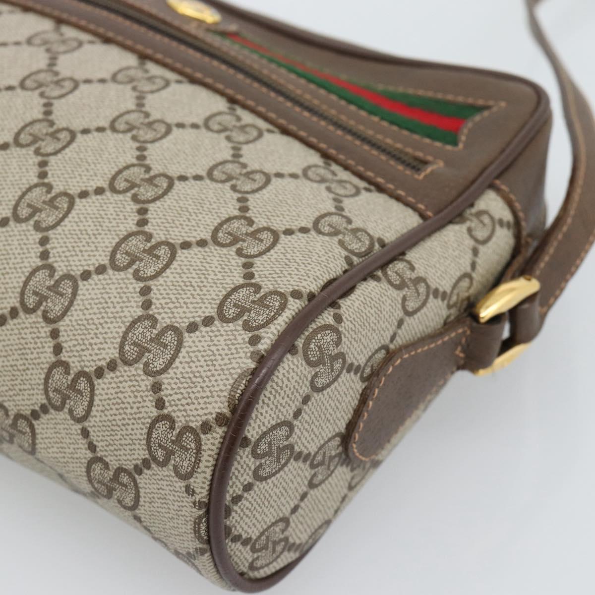 GUCCI GG Supreme Web Sherry Line Bag PVC Beige Gold 119 02 087 Auth 194683
