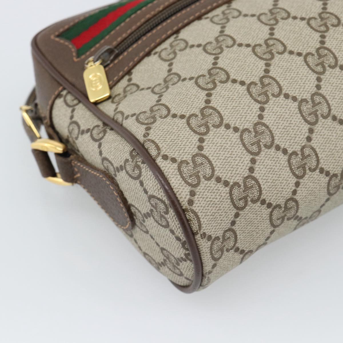 GUCCI GG Supreme Web Sherry Line Bag PVC Beige Gold 119 02 087 Auth 194683