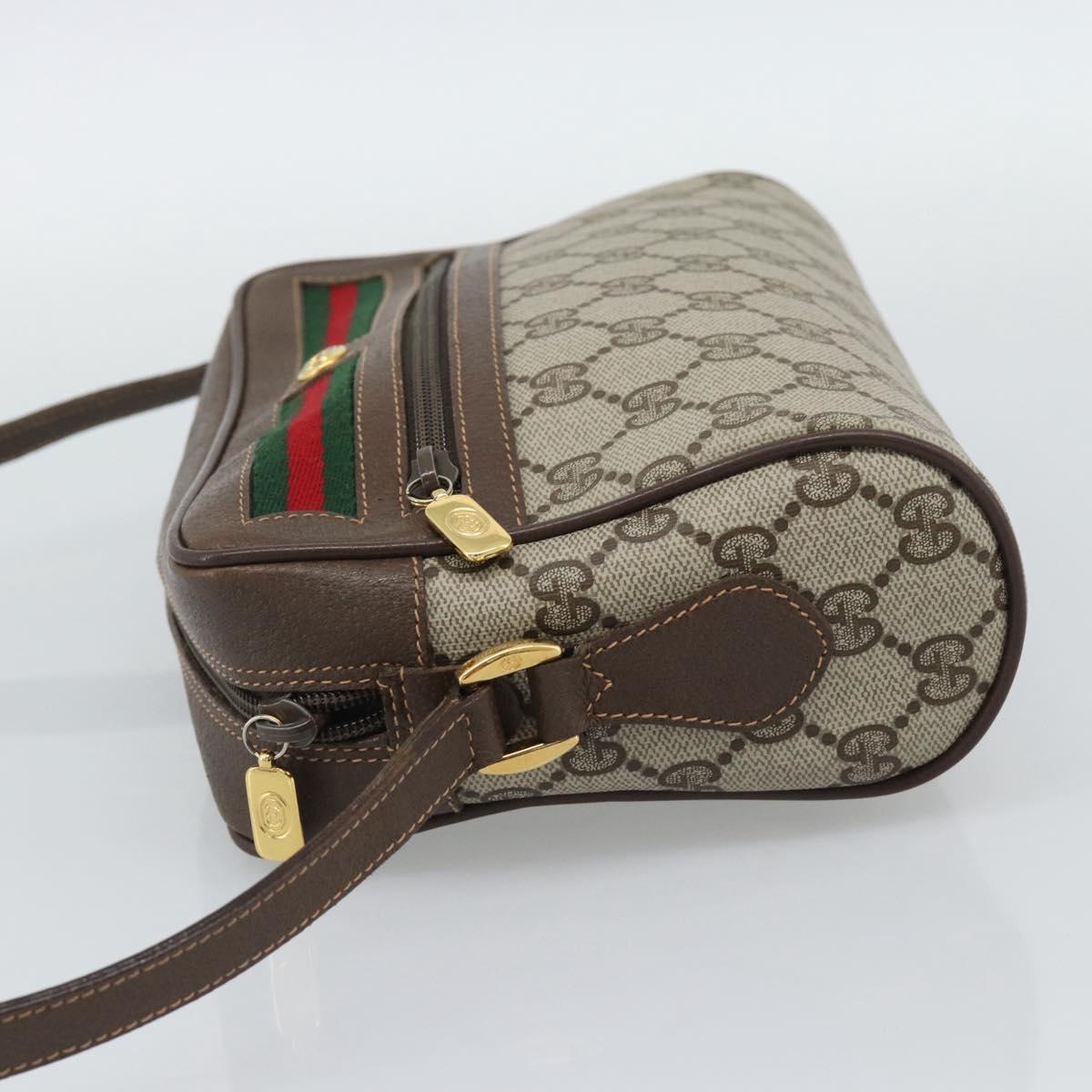 GUCCI GG Supreme Web Sherry Line Bag PVC Beige Gold 119 02 087 Auth 194683