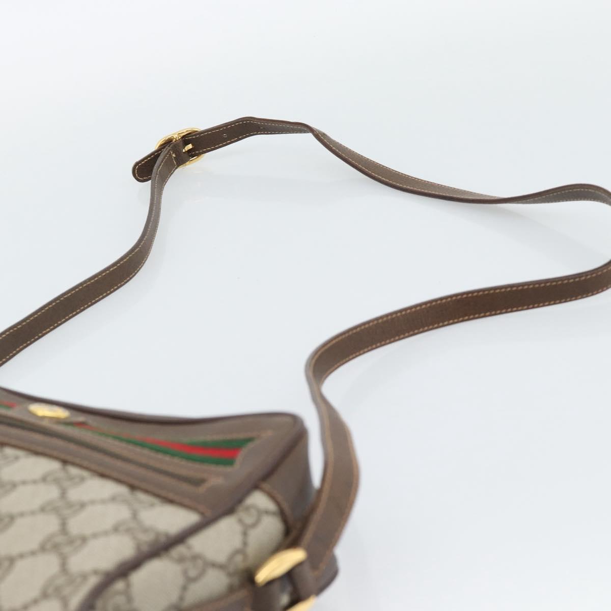 GUCCI GG Supreme Web Sherry Line Bag PVC Beige Gold 119 02 087 Auth 194683