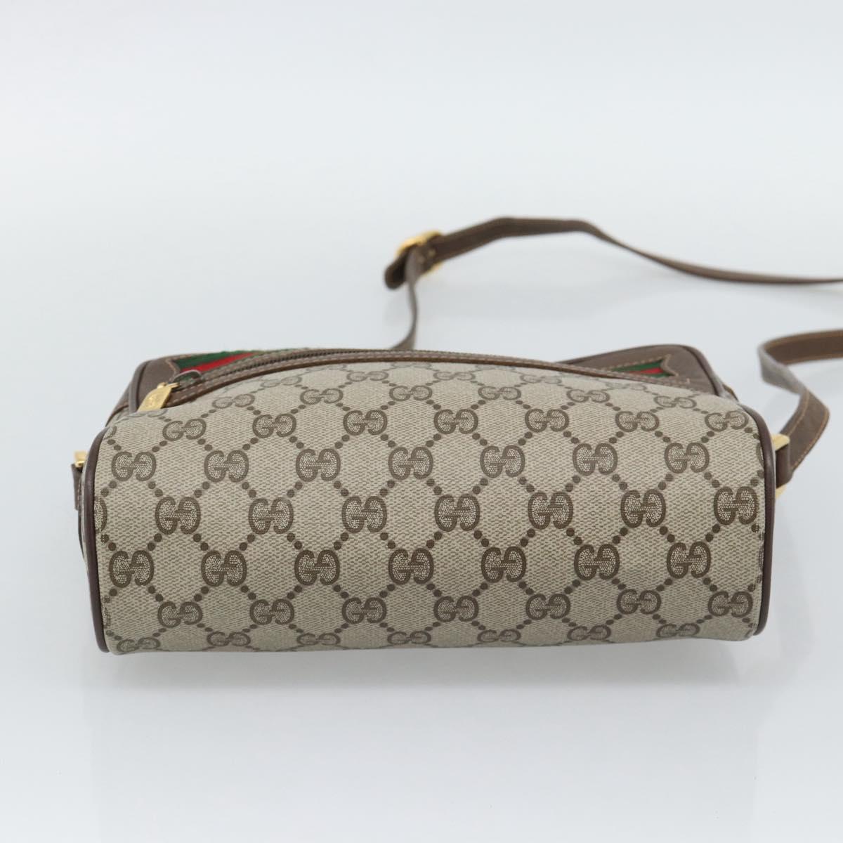 GUCCI GG Supreme Web Sherry Line Bag PVC Beige Gold 119 02 087 Auth 194683