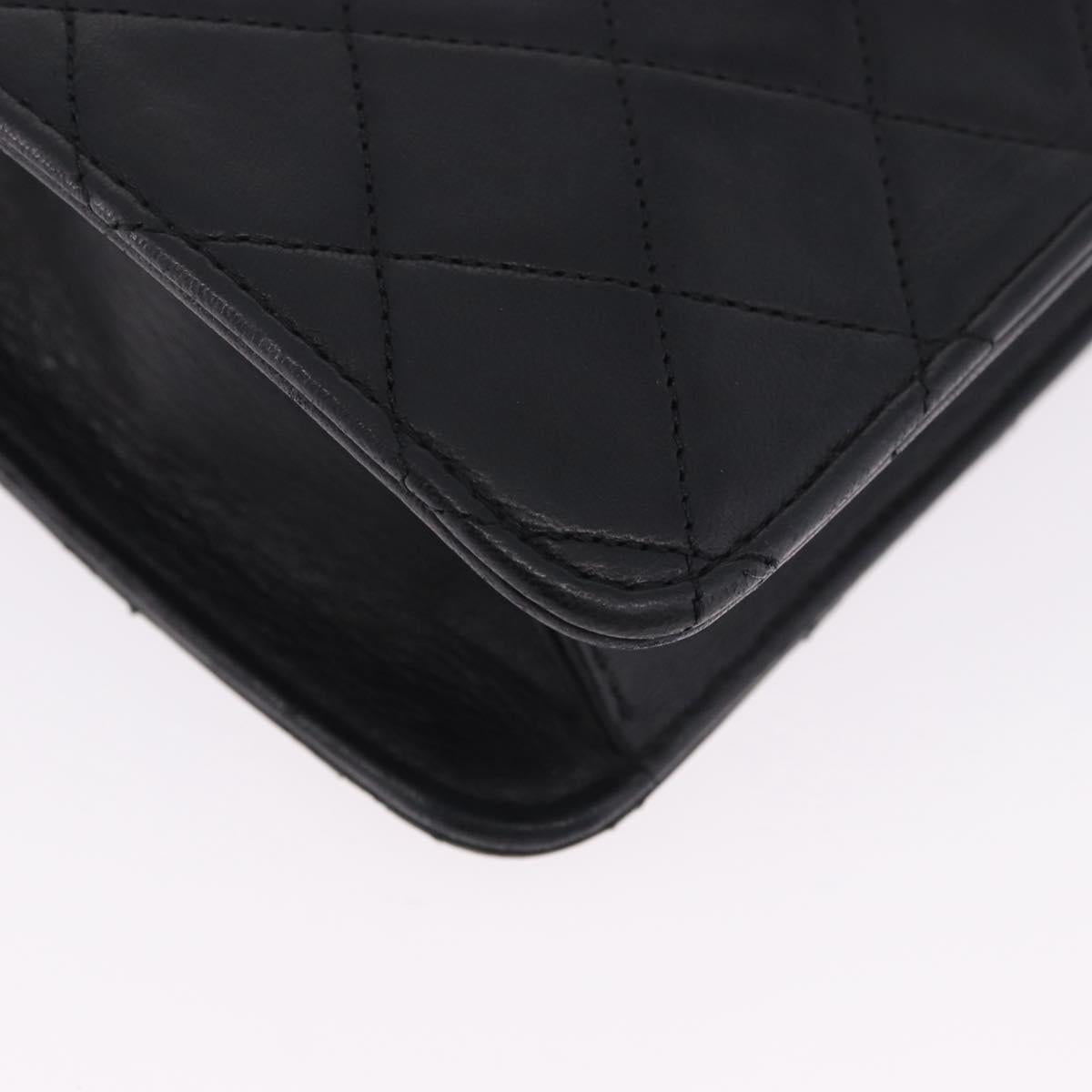 CHANEL Matelasse Chain Shoulder Bag Lamb Skin 2way Black Gold CC Auth 194687SAM