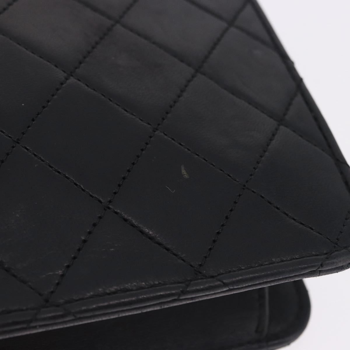 CHANEL Matelasse Chain Shoulder Bag Lamb Skin 2way Black Gold CC Auth 194687SAM