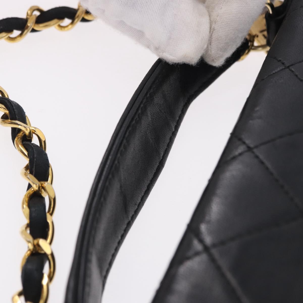 CHANEL Matelasse Chain Shoulder Bag Lamb Skin 2way Black Gold CC Auth 194687SAM