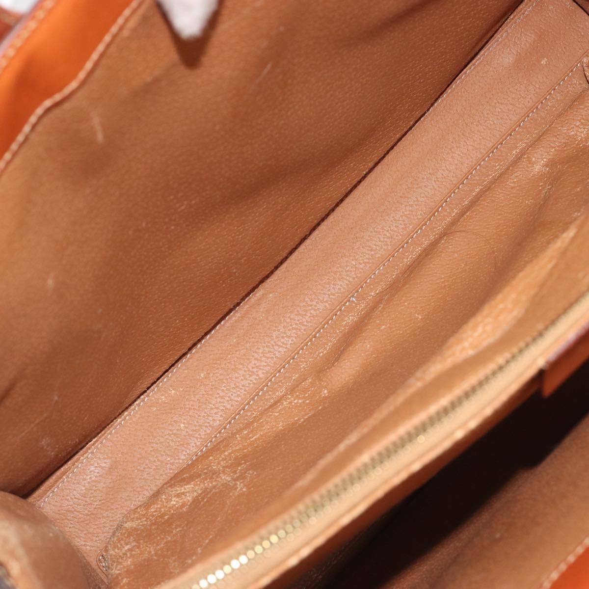 CELINE Macadam Canvas Hand Bag PVC Leather Brown Gold Auth 194691