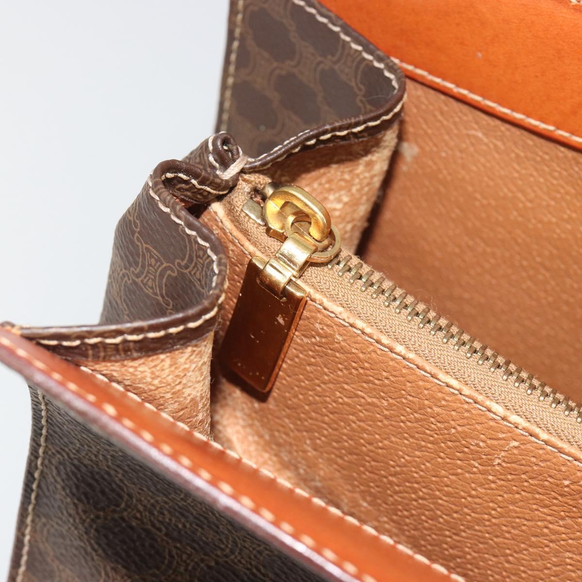 CELINE Macadam Canvas Hand Bag PVC Leather Brown Gold Auth 194691