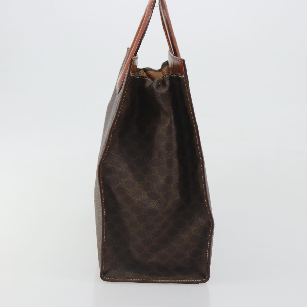 CELINE Macadam Canvas Hand Bag PVC Leather Brown Gold Auth 194691