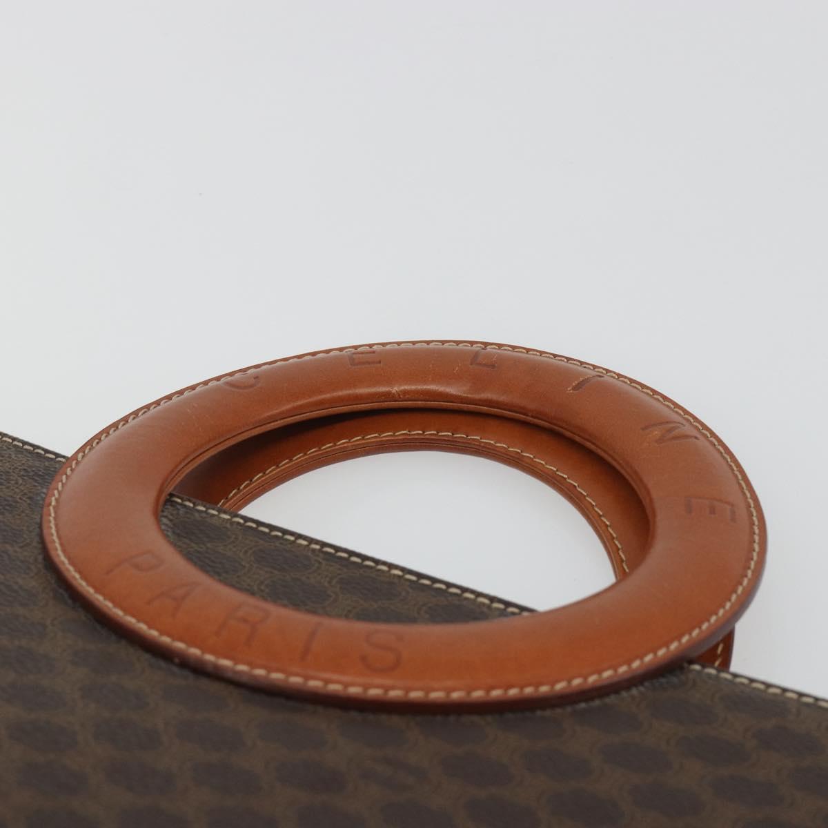 CELINE Macadam Canvas Hand Bag PVC Leather Brown Gold Auth 194691